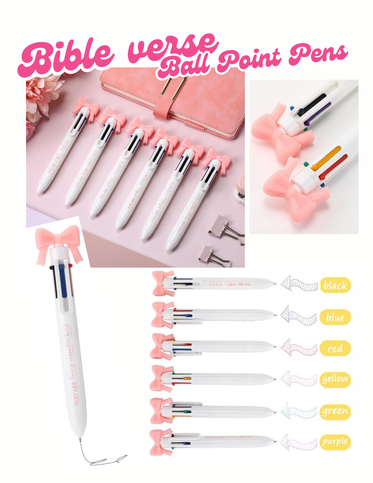 Bible verse coquette multicolored ball point pen